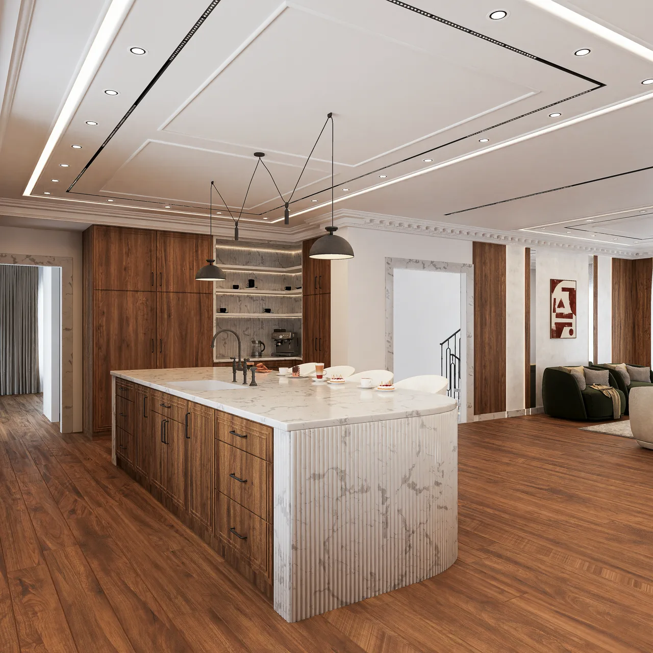 Modern Classic Home with Fluted Details and Warm Wood — image 2