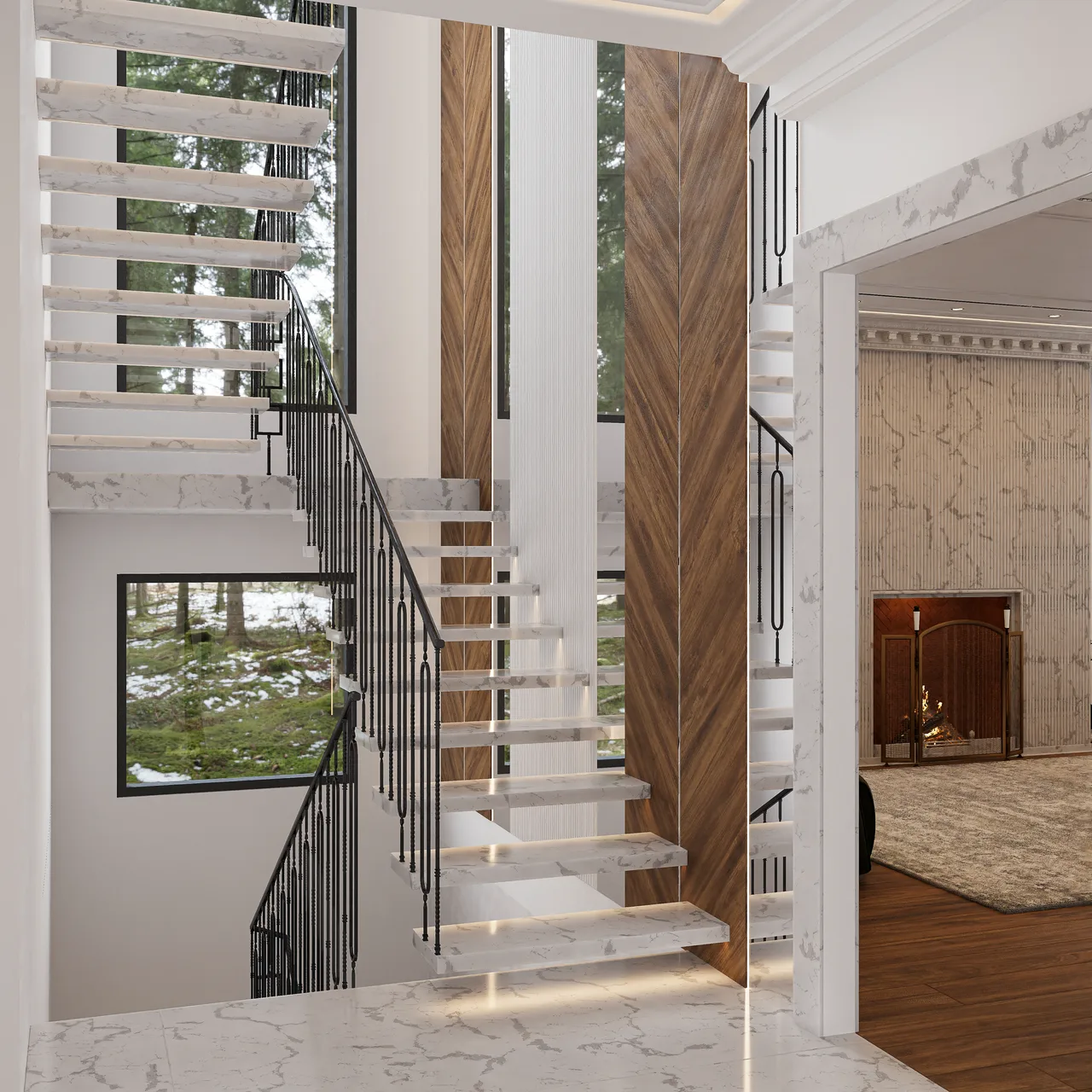 Modern Classic Home with Fluted Details and Warm Wood — image 7